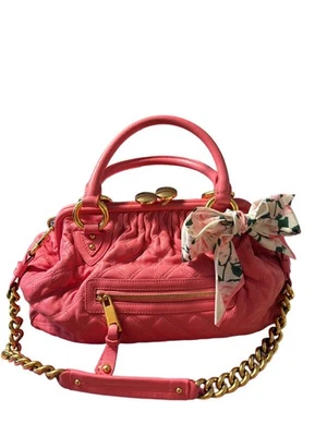 Bolso Marc Jacobs Rosa Acolchado Cuero The Stam, Lujo Gran Tamaño Raro Barbiecore Foto 1 de 4