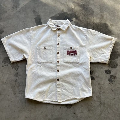 Camisa abotonada pesada de los Arizona Cardinals 2000 tostada y roja Foto 1 de 4