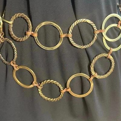 Винтажный металлический круглый золотой регулируемый богемный цепной ремень Cooper Y2K  - Изображение 1 из 4