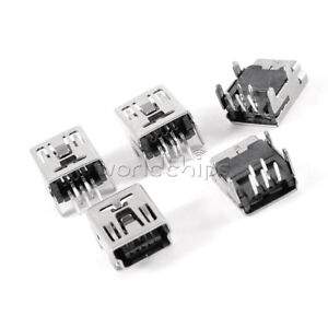 20Pcs Mini USB Type B Female Socket 5-Pin Right Angle DIP Jack Connector