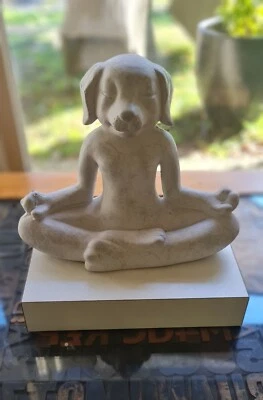 design statue decor dog lover yoga zen  garden cottage indoor outdoor NEW - image 1 of 4