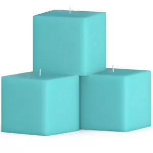 3x3 Square Candle Set Of 3 Long Lasting Candles Unscented Smokeless As Home Deco - Picture 1 of 8