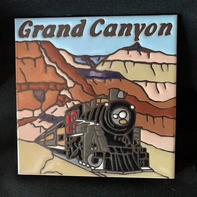 Grand Canyon Railway Trivet Art Tile Earth tones Decor Decorative 2006 - Image 1 of 4