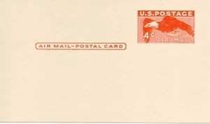 U.S. SCOTT # UXC1 1949 POSTAL CARD, 4-CENT AIRMAIL, UNUSED - Picture 1 of 2