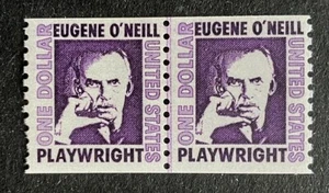 US Stamps, Scott #1305C Eugene O'Neill 1973 Dollar coil line pair VF M/NH - Picture 1 of 4