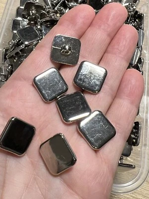 10 X Silver Shank Square buttons 16mm Pack Of 10 Jacket Blazer Coat Dress Ref23 - Image 1 of 2