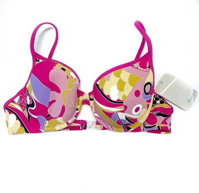 Top de biquíni Spiegel feminino rosa amarelo preto maiô top 14 gel push up novo com etiquetas - Imagem 1 de 4