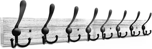 Wall Mounted Coat Rack, 31-2/5'' Long, Entryway Rack with 8 Black Rustic Hooks - Picture 1 of 12