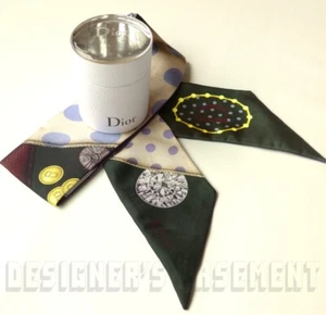DIOR "D" for Dots pattern ABCDIOR MITZAH skinny 2-sided Silk scarf NWT Authentic - Picture 1 of 6