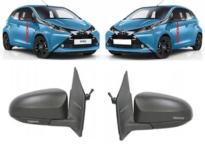 PAIR LEFT+RIGHT WING MIRRORS MANUAL CONVEX GLASS FOR TOYOTA AYGO 2014-2022 - Picture 1 of 6