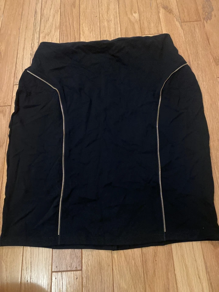 Poetic Justice, Mujer Falda Negra Con Cremallera Acento Talla 2x Foto 1 de 4