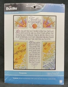 Bucilla Counted Cross-Stitch Kit 42760 Footprints 10.5" x 14.25" Prayer Cross - Picture 1 of 4