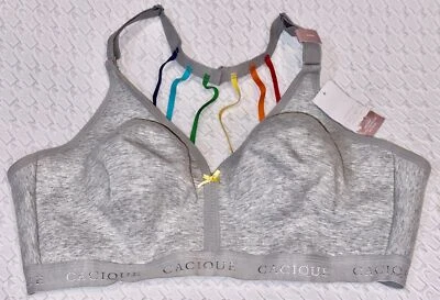 Sujetador CACIQUE sin forro sin alambres cobertura completa con tiras en la espalda gris jaspeado para mujer 44DD Foto 1 de 4