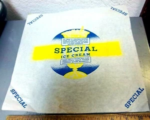 Vintage SPECIAL ice cream wax paper wrapper, great graphics & colors, unique! - Picture 1 of 3