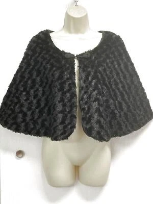 FOREVER WOMAN Black Cape Wrap Size 3X Faux Fur Lined Night Out Formal Dressy - Image 1 of 2