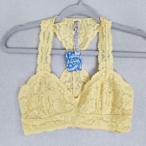Free People Bra Womens Small Yellow Galloon Lace Racerback Bralette NEW Intimate