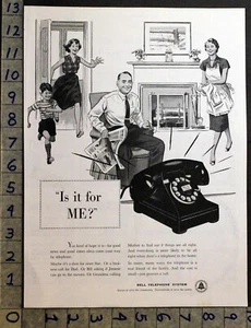 1954 BELL TELEPHONE SYSTEM AMERICAN TELEGRAPH DESK ROTARY HOME DECOR AD 31301 - Picture 1 of 1