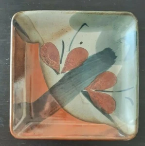 John Freimarck Signed Square Pottery Plate 8" - Imagen 1 de 9