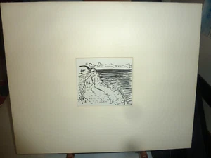 Milton Avery Reproduction Drawing "Beach Road" in Custom Mat - Picture 1 of 9