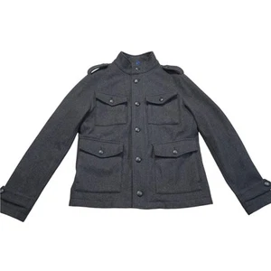 Kenneth Cole Reaction Militray Cargo Style Jacket Gray Men Size M Wool Blend - Picture 1 of 7