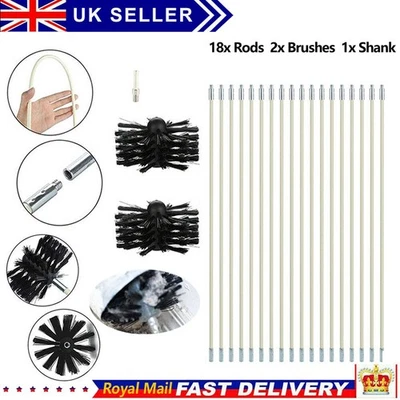 21Pcs Flexible Chimney Sweep Set Flue Sweeping Brush Rod Kit Soot Cleaning Rods - Image 1 of 4