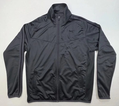 Jaqueta Nike masculina L L cinza listra preta zíper completo pista de basquete aquecimento - Imagem 1 de 4