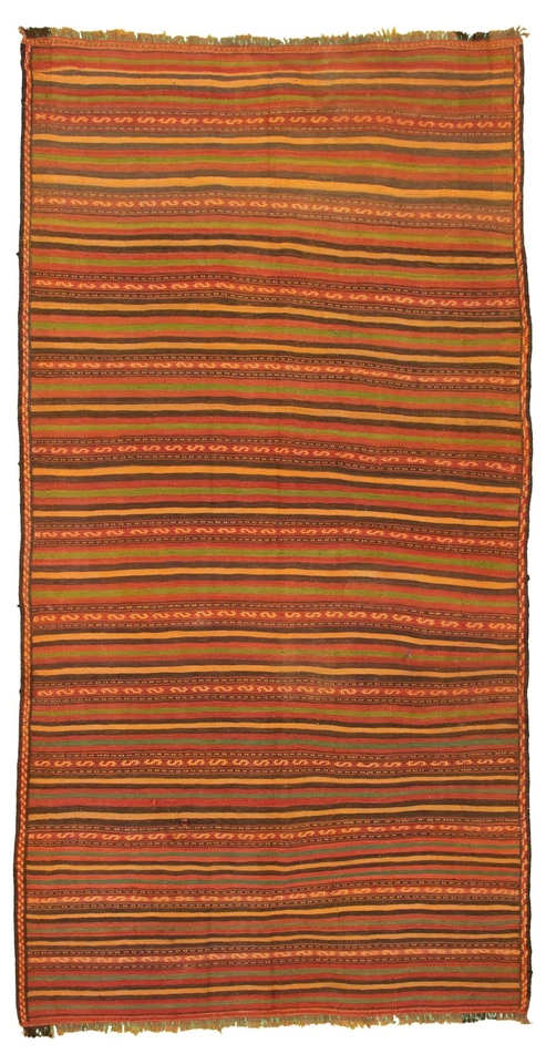 Traditional Vintage Hand Woven Carpet 5'10" x 11'0" Wool Kilim Area Rug - Image 1 of 4