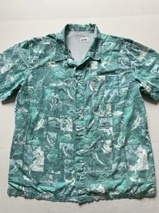 Columbia PFG Shirt Men's XL Green All Over Print Fish Swordfish Vented Teal - Picture 1 of 8