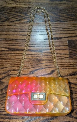 Bolso Cartera de Hombro Vintage Rosa y Naranja Años 80 Gel Nueva Onda Patrón Texturizado Años 90 Foto 1 de 4
