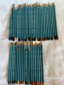 Job Lot Of 47 Vintage Derwent Watercolour Pencils Turquoise Barrels - Picture 1 of 6