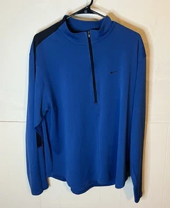 Nike Herren XL Dri Fit Stehkragen 1/4 Reißverschluss blau & schwarz Pullover 100 % Polyester - Bild 1 von 7