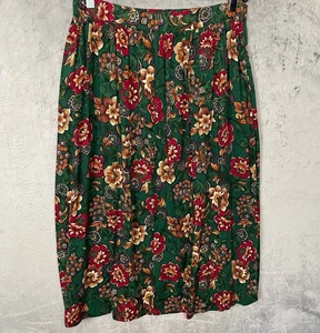 Vintage 90s Boho Floral Midi Skirt Large Pleated Cottagecore Garden Party Modest - Picture 1 of 5