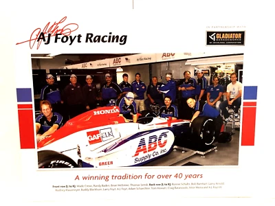 2009 VITOR MEIRA & TEAM #14 ABC SUPPLY HONDA AJ FOYT RACING INDY CAR POSTCARD - Image 1 of 2