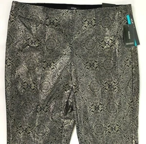 Pantalones de cintura elásticos Alfani oro metálico pierna delgada con comodidad Precio de venta sugerido por el fabricante $74 nuevos con etiquetas B0820 - Imagen 1 de 11