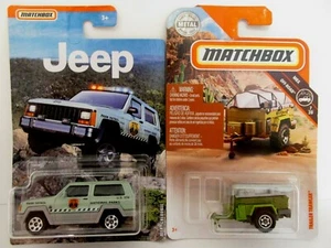 Streichholzschachtel Druckguss Forstpark Dienst Feuerwehr Polizei Jeep Cherokee Bootsanhänger Lot - Bild 1 von 2