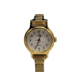 Lorus Quarz Damenuhr goldfarben Flex Gummiband Analog funktioniert - Bild 1 von 5