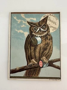 Owl Willmantic Spool Martinsville Antique Advertising Trade Card  A4B - Picture 1 of 3