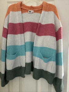 SO Girls Multicolor Striped Cardigan Size XL Super Cute - Picture 1 of 4