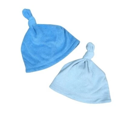 Gymboree Baby Hats – Set of 2 Terrycloth Hats, Newborn Size, Blue & Gray - Image 1 of 3