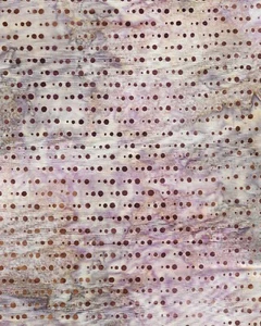 Batik Fabric, Kaufman, Brown Dots on Brown, Gold & Purple, by / HALF yard - Picture 1 of 1