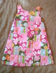 NWT GYMBOREE Girl's Dress - Sz 4 - Pink/Green/Yellow - Patchwork Flower $36.75 - Picture 1 of 3