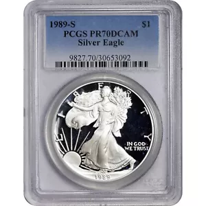 1989-S PCGS PR70 DCAM American Silver Eagle Proof 3092 - Picture 1 of 2