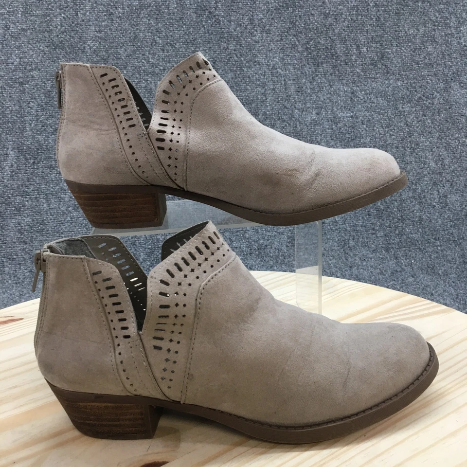 Carlos Ankle Boots Womens 9M Gray Billey Almond Toe Slip On Block Casual Suede - Image 1 of 4