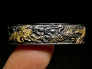 Espada FUCHIKASHIRA Katana Edo Cobre Blanco Nubes y Grúas Japón Antigua con Caja - Imagen 1 de 5