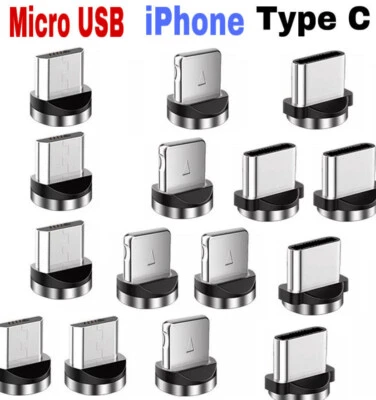 NEW - Micro /USB C/For iPhone Port Magnetic Adapter Tips For Magnet Phone Cable - Image 1 of 2