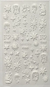 Pegatinas para uñas arte calcomanía diseño hágalo usted mismo 3D impermeable blanco nieve en relieve 5D-K123 - Imagen 1 de 5