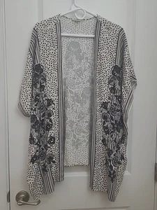 Max Studio Top Women's Cover Up Kimono Size L Floral Open Front Rayon Blend Boho - Picture 1 of 10