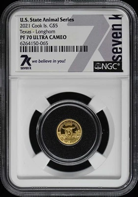 2021 Cook Is. Texas - Longhorn G$5 NGC PR70DCAM - Image 1 of 4