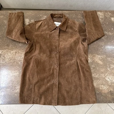 Chaqueta Western para mujer Norm Thompson cuero marrón gamuza talla 1X Foto 1 de 4