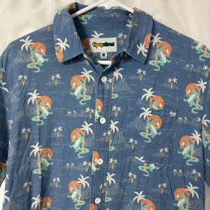 Tipsy Elves Mens Medium M Gator Flavor Hawaiian Button Down Shirt Short Sleeve - Picture 1 of 5